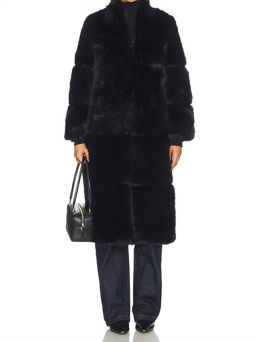 NEW APPARIS sylke sable coat in noir